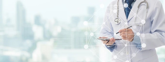 Doctor using mobile phone for consultation